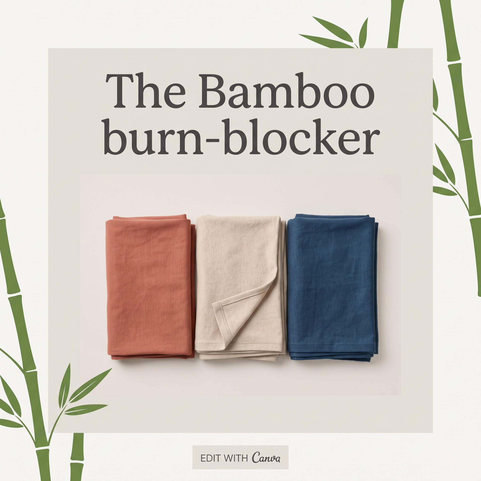 Five bamboo hoodies in rust, grey, olive, red and beige on linen with adult and child hands and an SPF 50+ UV badge