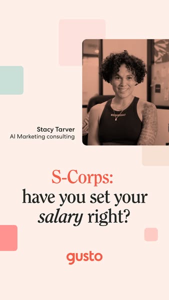 Gusto ad with a photo of customer Stacy Tarver above the text S-Corps: have you set your salary right?
