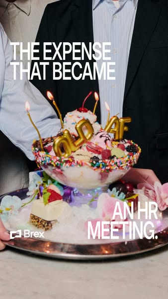 Huge birthday sundae with candles and gold OLD AF letters, text The expense that became an HR meeting