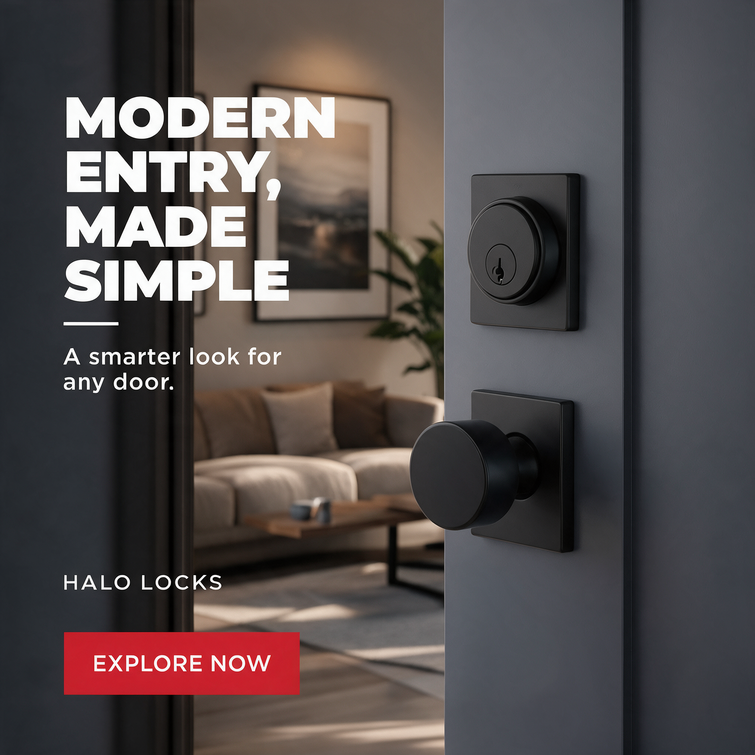 Halo Locks – Modern Entry, Made Simple Matte Black Set